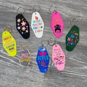 Hand Crafted Custom Motel Style Keychain, You Choose Keychain Color and Design!